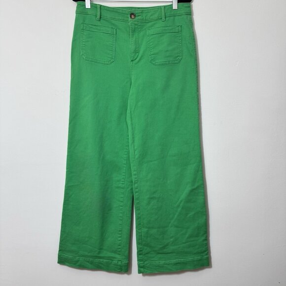 Loft The Palmer Wide Leg Twill Pants Women’s Size 10 Green High Rise Stretch - Picture 2 of 9